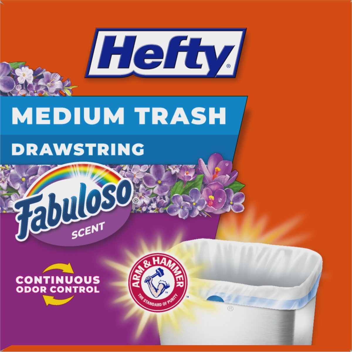 slide 9 of 9, Hefty 8 Gallon Drawstring Fabuloso Scent Trash Bags Medium 26 ea, 26 ct