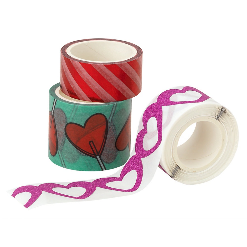 slide 1 of 1, Office Depot Valentine's Day Washi Tape Rolls, 5 Yd, Assorted Designs, Pack Of 3 Rolls, 3 ct