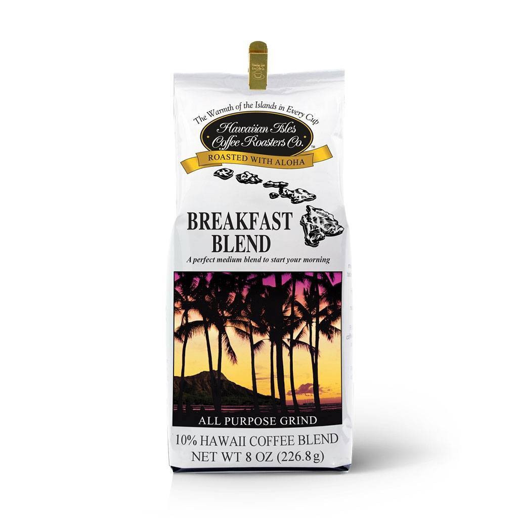 slide 1 of 4, Hawaiian Isles Kona Coffee Co. All Purpose Grind Breakfast Blend Coffee 8.0 oz, 8 oz