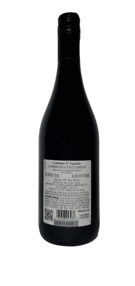 slide 2 of 2, Gaetano D'Aquino Lambrusco Red Wine, 750 ml