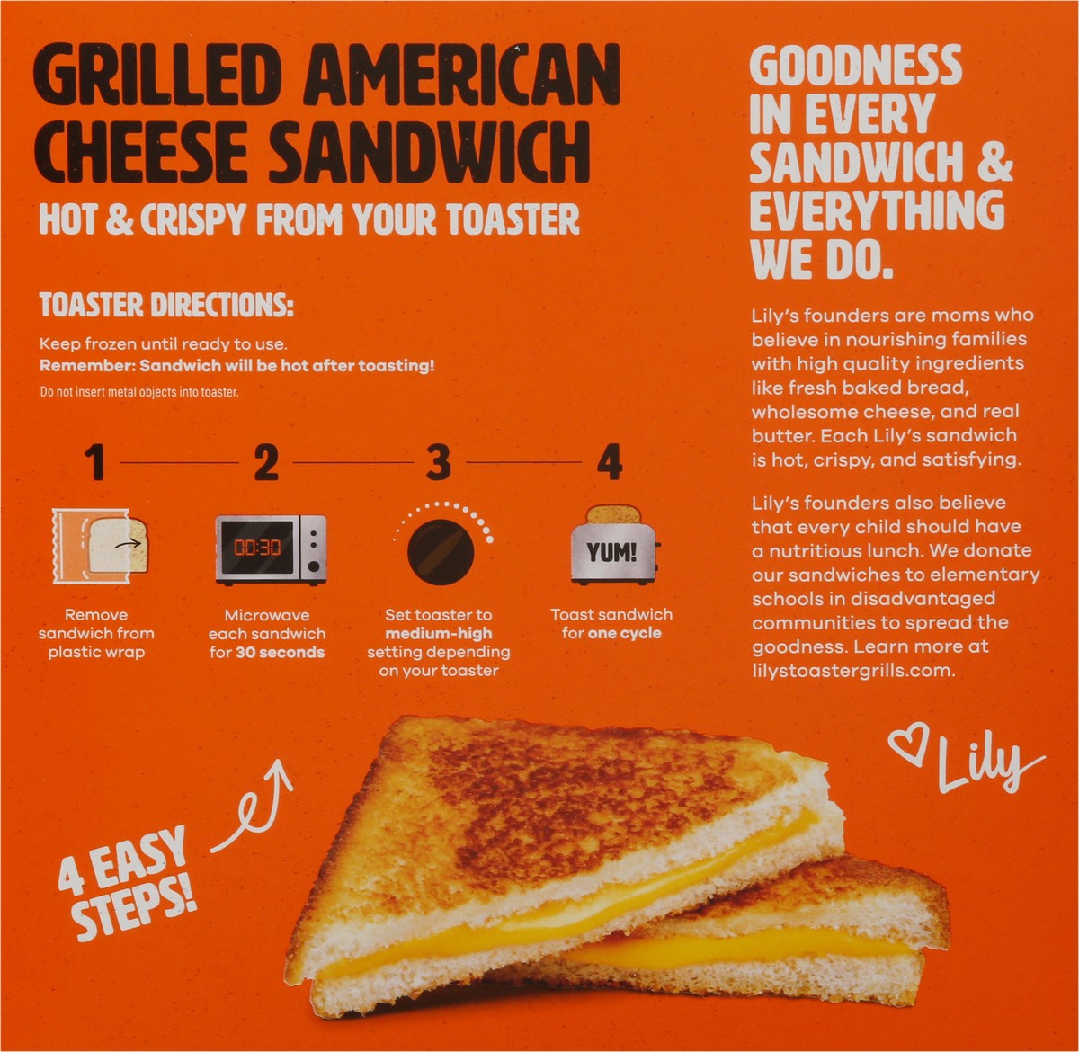 slide 7 of 9, Lily's Toaster Grills Grilled American Cheese Sandwich 2 ea, 2 ct