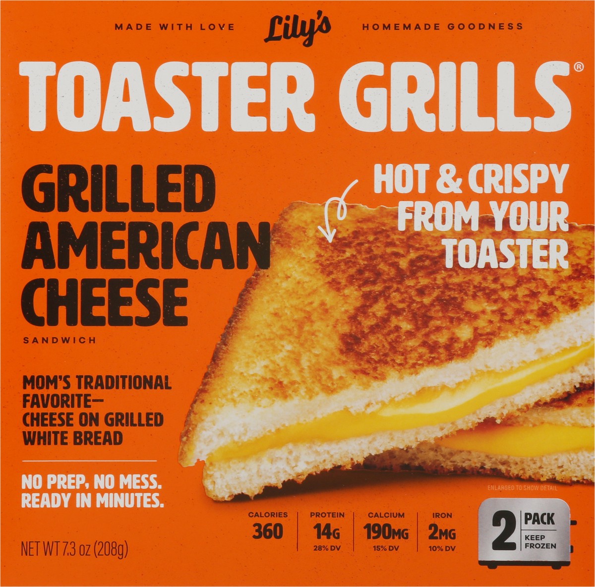 slide 8 of 9, Lily's Toaster Grills Grilled American Cheese Sandwich 2 ea, 2 ct