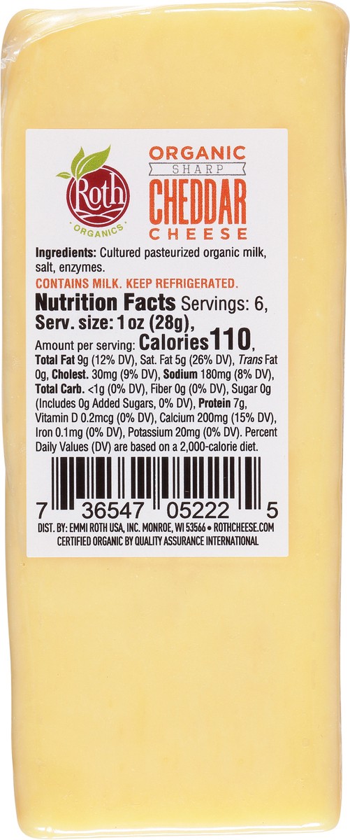 slide 3 of 14, Roth Organics Organic Sharp Cheddar Cheese 6 oz, 6 oz