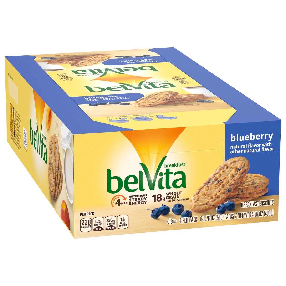 slide 3 of 9, belVita Blueberry Breakfast Biscuits, 8 Packs (4 Biscuits Per Pack), 14.08 oz