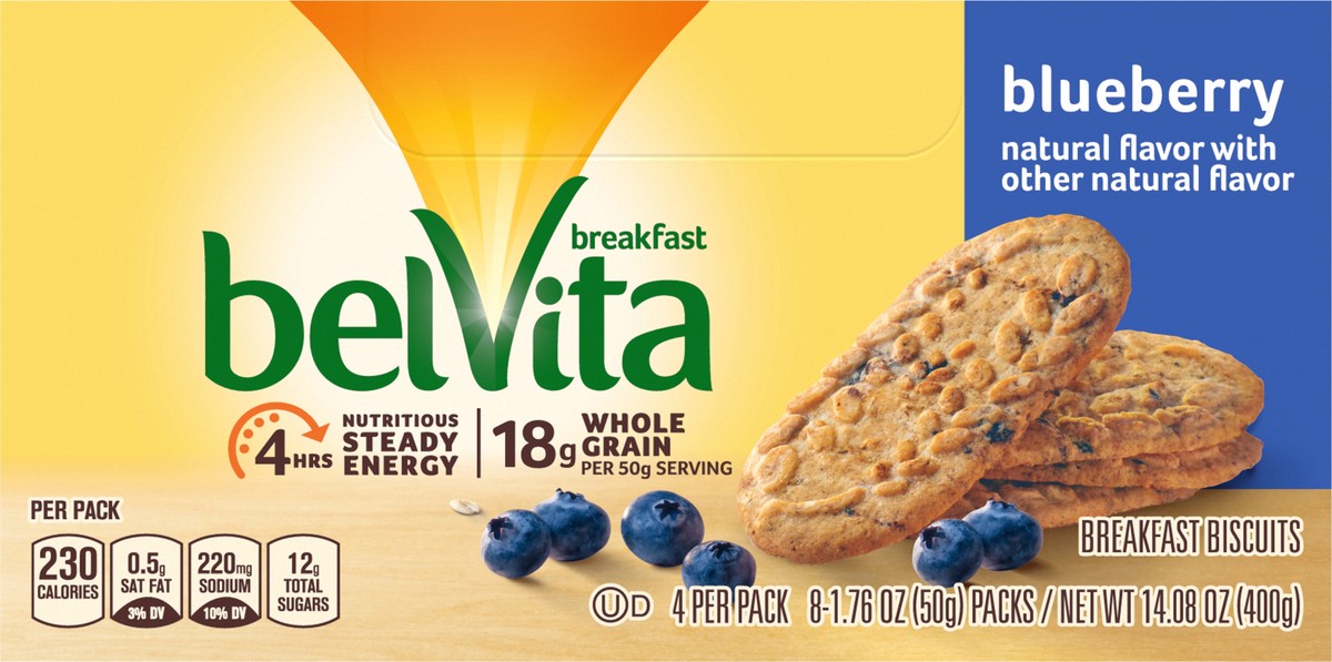 slide 6 of 9, belVita Blueberry Breakfast Biscuits, 8 Packs (4 Biscuits Per Pack), 14.08 oz