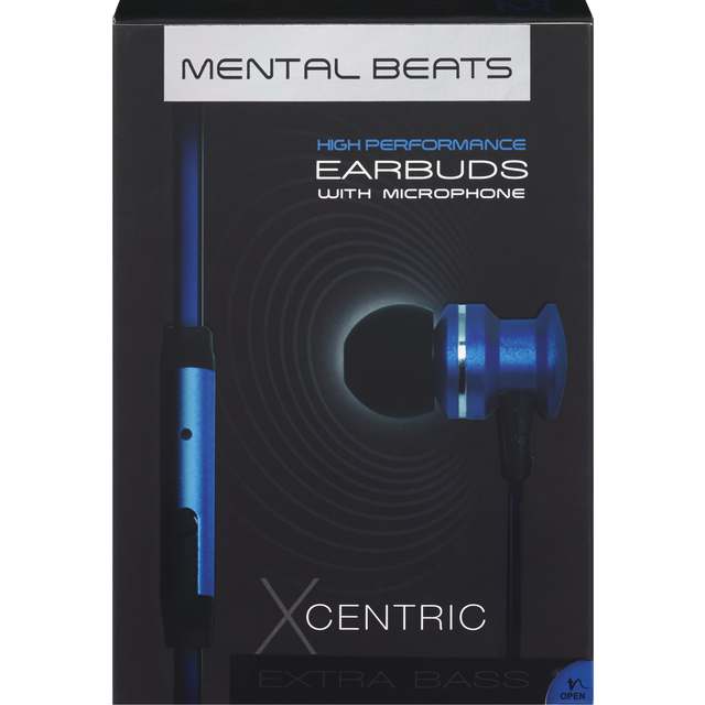 slide 1 of 1, Earbuds W/ Metal Mic-Blue, 1 ct