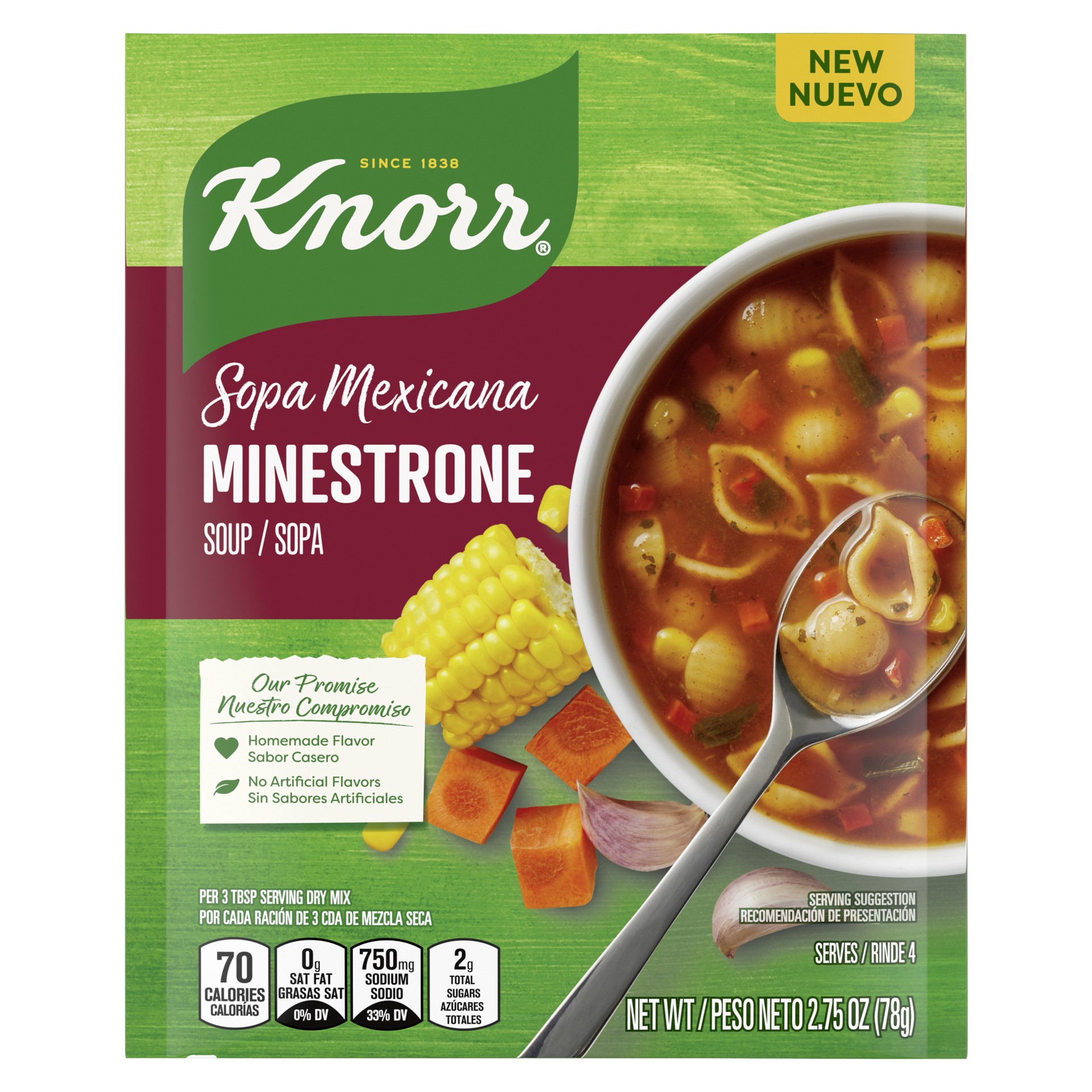 slide 1 of 4, Knorr Sopa Mexicana/Mexican Soup Mix Minestrone, 2.75 OZ, 2.75 oz