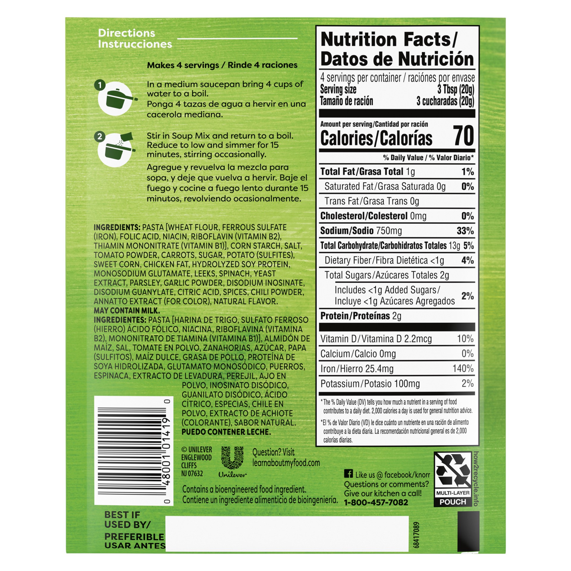 slide 4 of 4, Knorr Sopa Mexicana/Mexican Soup Mix Minestrone, 2.75 OZ, 2.75 oz