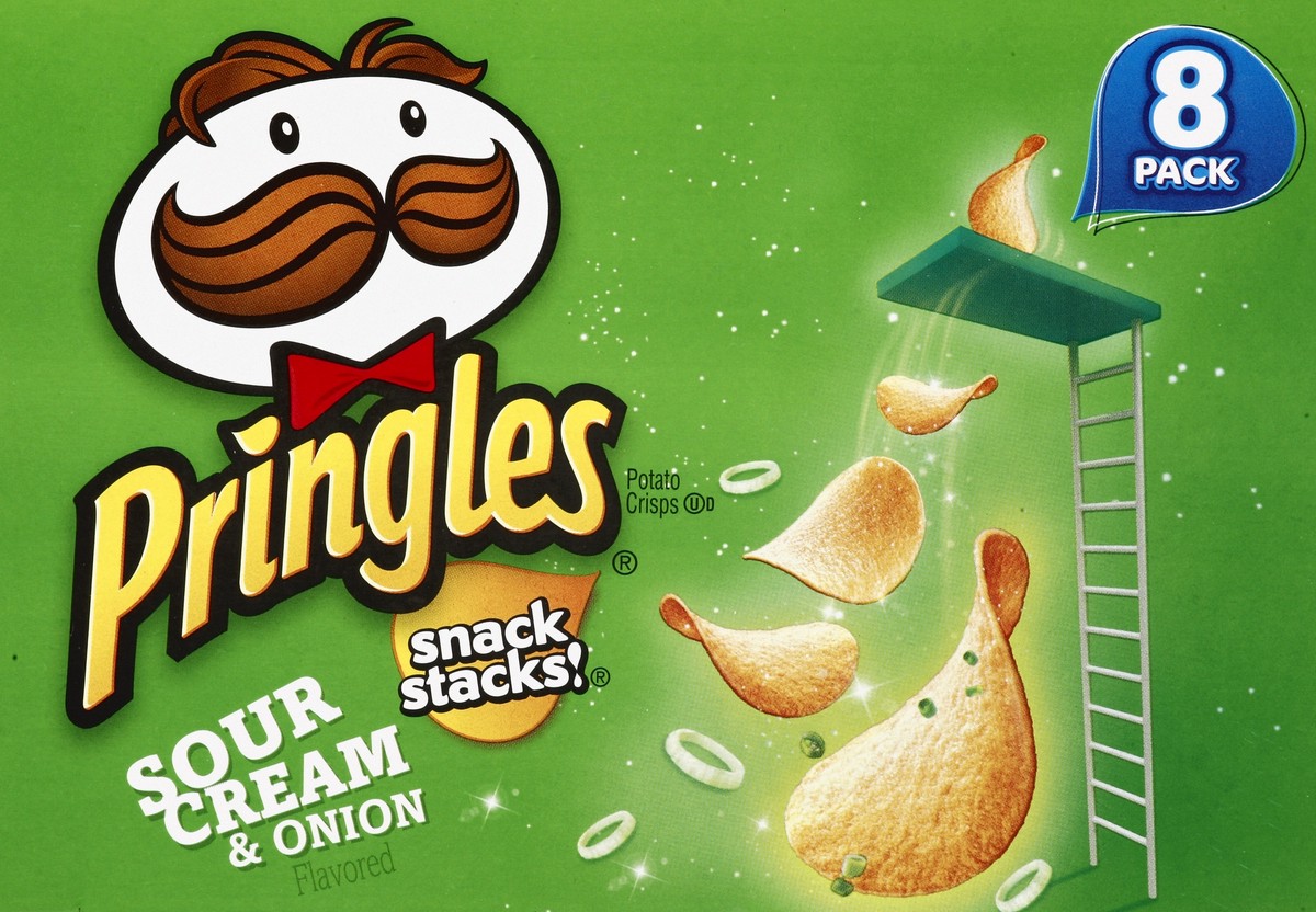 slide 2 of 6, Pringles Snack Stacks! Sour Cream & Onion Flavored Potato Crisps, 8 ct; 0.74 oz