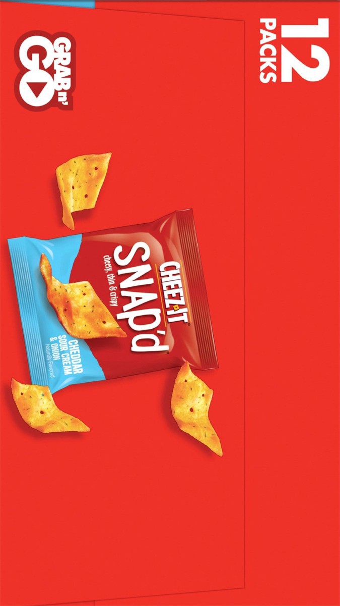 slide 6 of 13, Cheez-It Snap'd Cheese Cracker Chips, Thin Crisps, Lunch Snacks, Cheddar Sour Cream and Onion, 9oz Box, 12 Pouches, 9 oz
