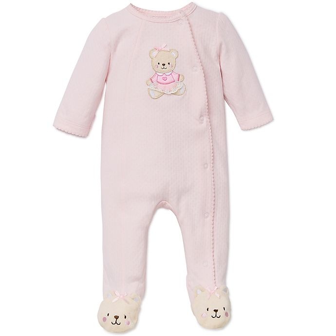 slide 1 of 1, Little Me Newborn Sweet Bear Footie - Pink, 1 ct