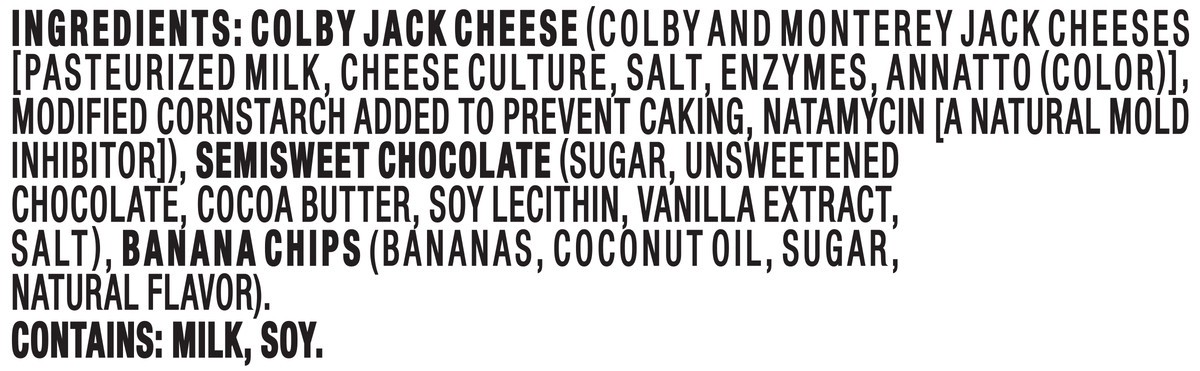 slide 6 of 14, Kraft Trios SnackFulls Colby Jack Marbled Cheese, Chocolate & Banana Chips Snack Pack, 2.25 oz Tray, 2.25 oz