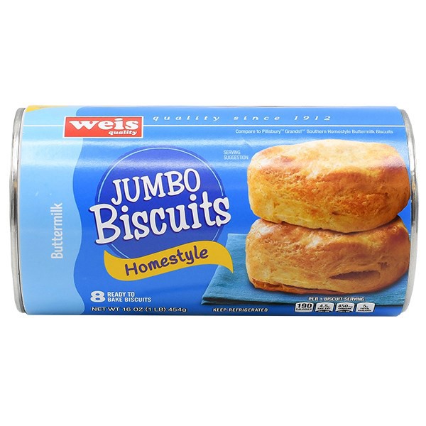 slide 1 of 1, Weis Quality Butter Jumbo Biscuits, 16 oz
