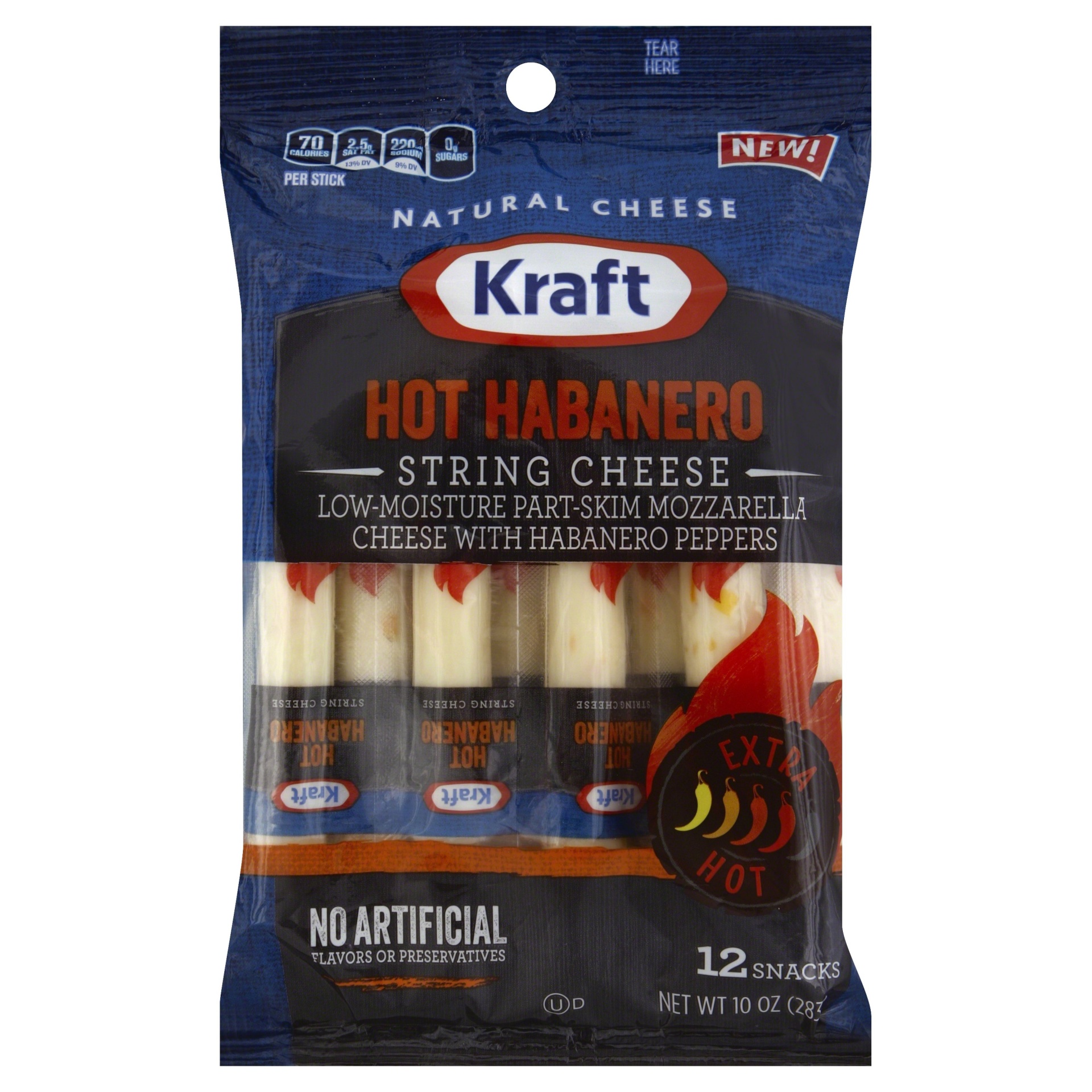 slide 1 of 1, Kraft Hot Habanero String Cheese 12 ct Bag, 10 oz