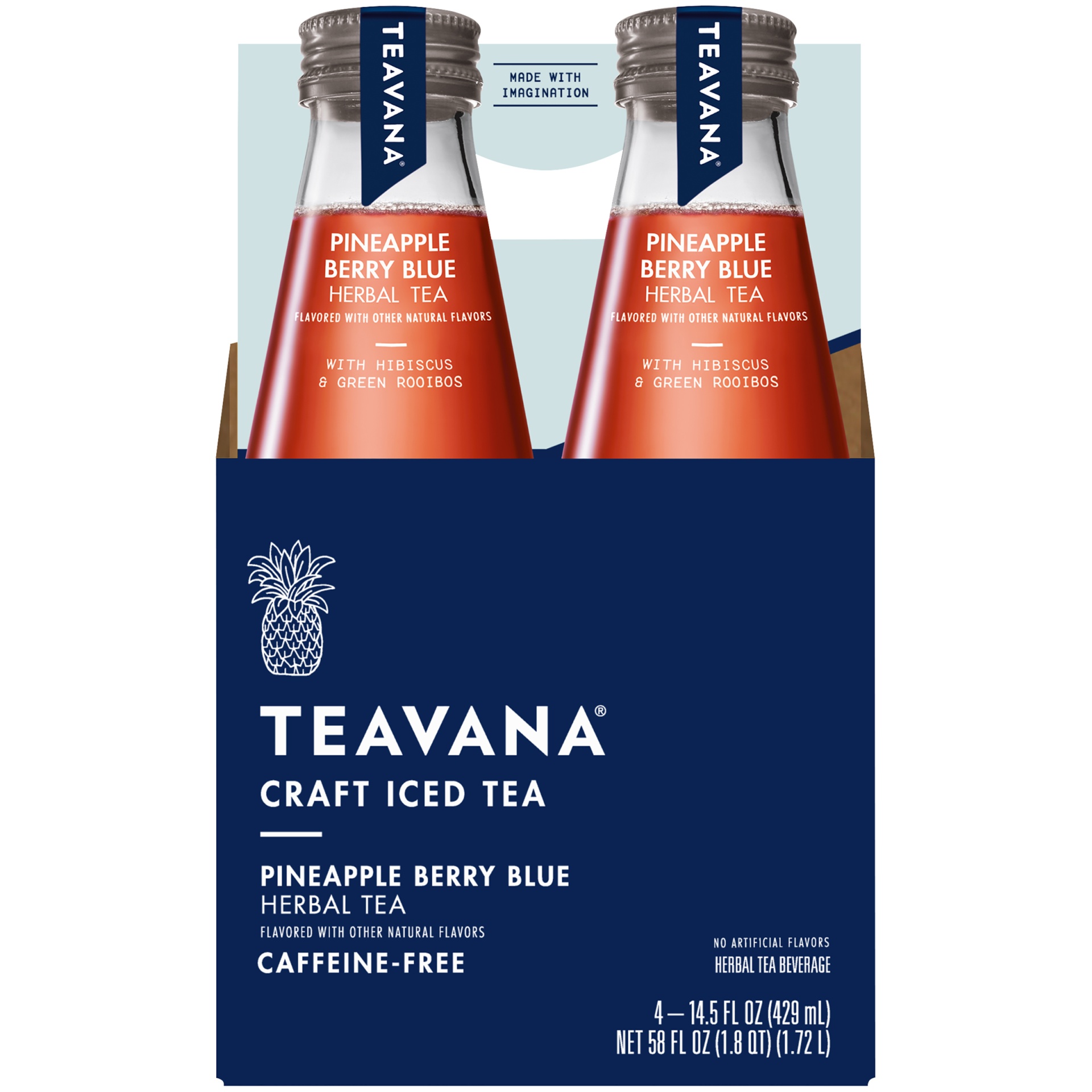 slide 1 of 1, Teavana Craft Iced Tea, Caffeine-Free Pineapple Berry Blue Herbal Tea, 4 ct; 14.5 fl oz