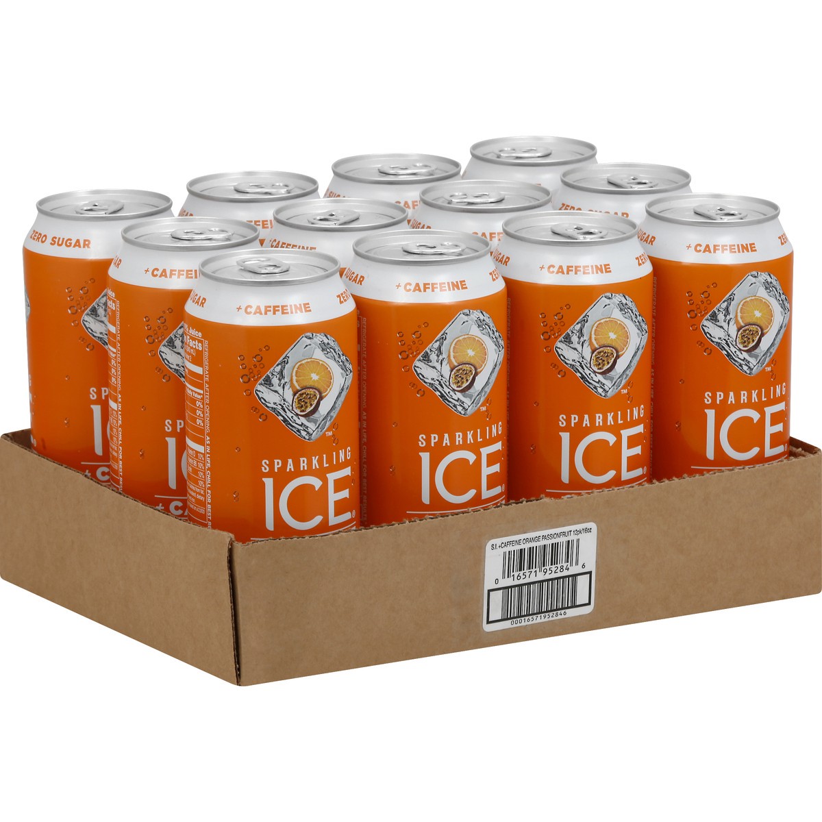 slide 5 of 10, Sparkling ICE +Caffeine Zero Sugar Orange Passionfruit Sparkling Water 12 - 16 fl oz Cans, 192 fl oz