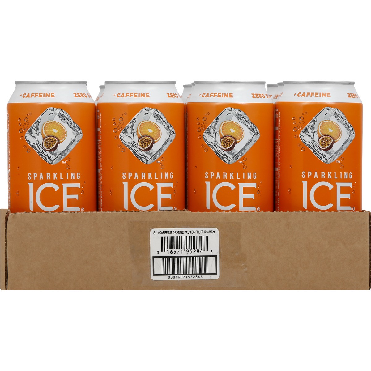 slide 8 of 10, Sparkling ICE +Caffeine Zero Sugar Orange Passionfruit Sparkling Water 12 - 16 fl oz Cans, 192 fl oz