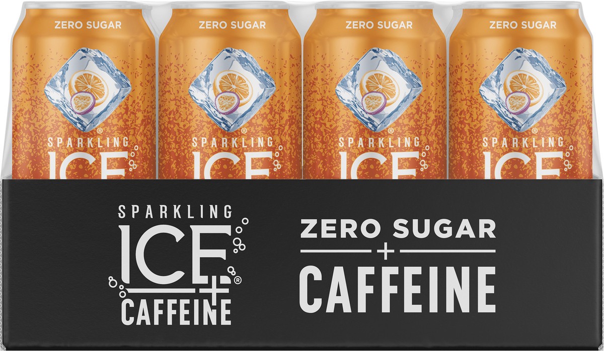 slide 1 of 10, Sparkling ICE +Caffeine Zero Sugar Orange Passionfruit Sparkling Water 12 - 16 fl oz Cans, 192 fl oz