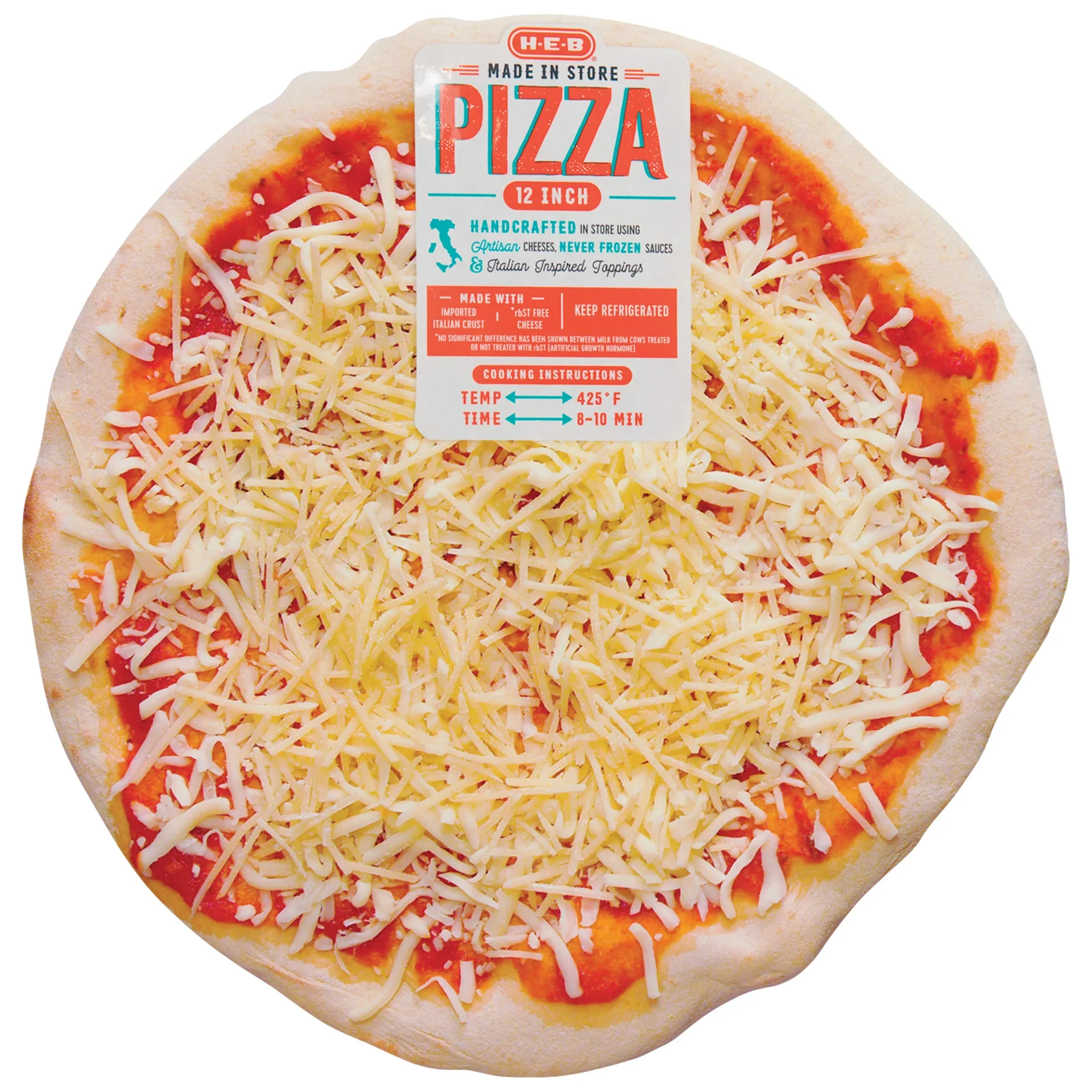 slide 1 of 1, H-E-B Fresh Made in Store 3 Cheese Pizza, 12 in
