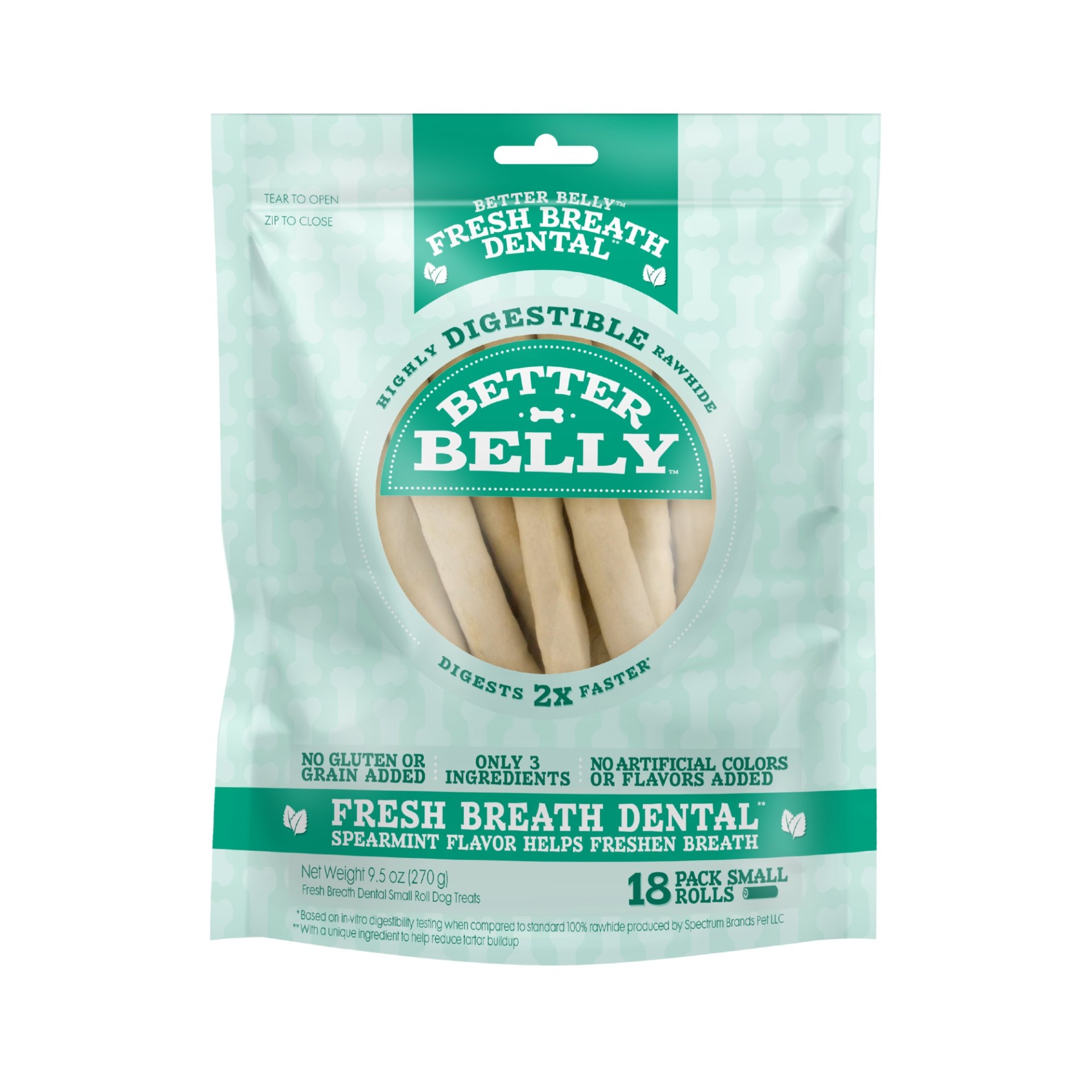slide 1 of 1, Better Belly Fresh Breath Small Roll Chews for Dogs, 9.5 oz