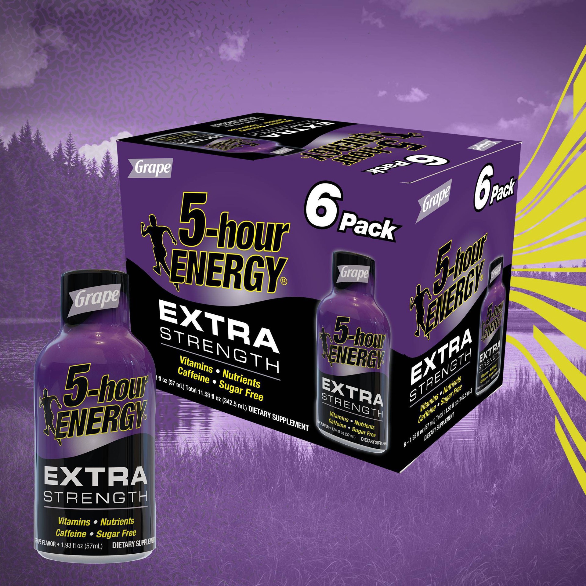 slide 5 of 7, 5-hour ENERGY Shot, Extra Strength, Grape, 6 ct