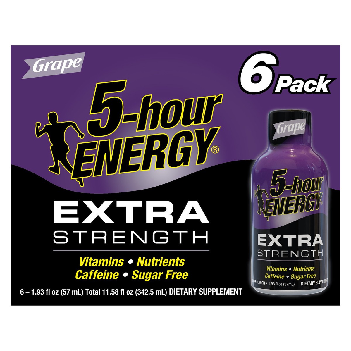 slide 1 of 7, 5-hour ENERGY Shot, Extra Strength, Grape, 6 ct