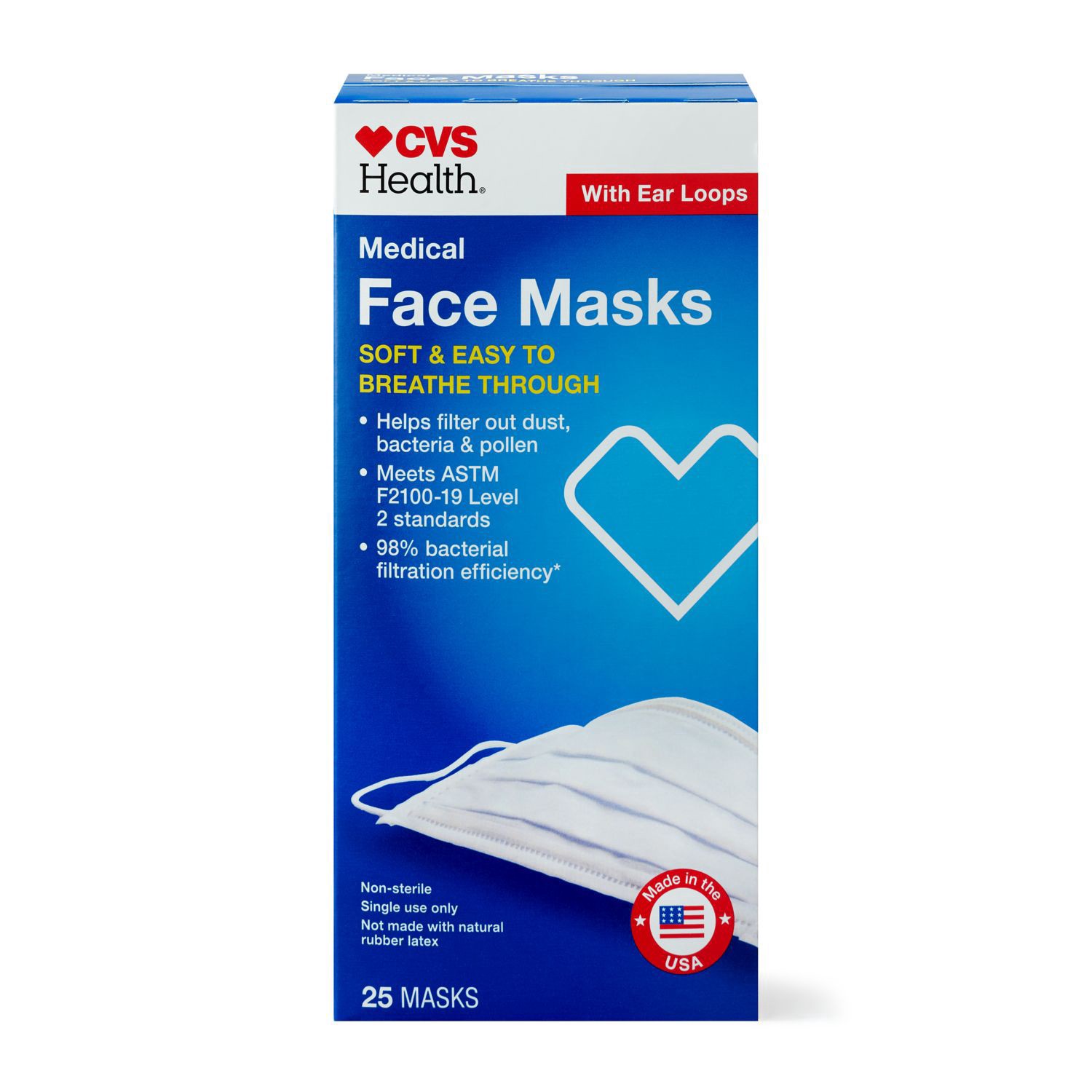 slide 1 of 1, CVS Health Surgical Face Masks, 25 Ct, 25 ct