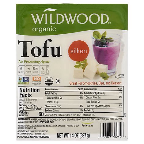 slide 1 of 1, Wildwood Organic Sprouted Soybean Water Packed Silken Tofu, 14 oz