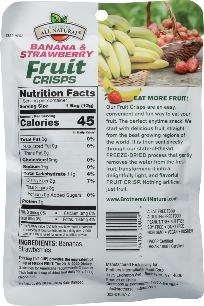 slide 7 of 9, Brothers All Natural Freeze Dried Banana & Strawberry Fruit Crisps 0.42 oz, 0.42 oz