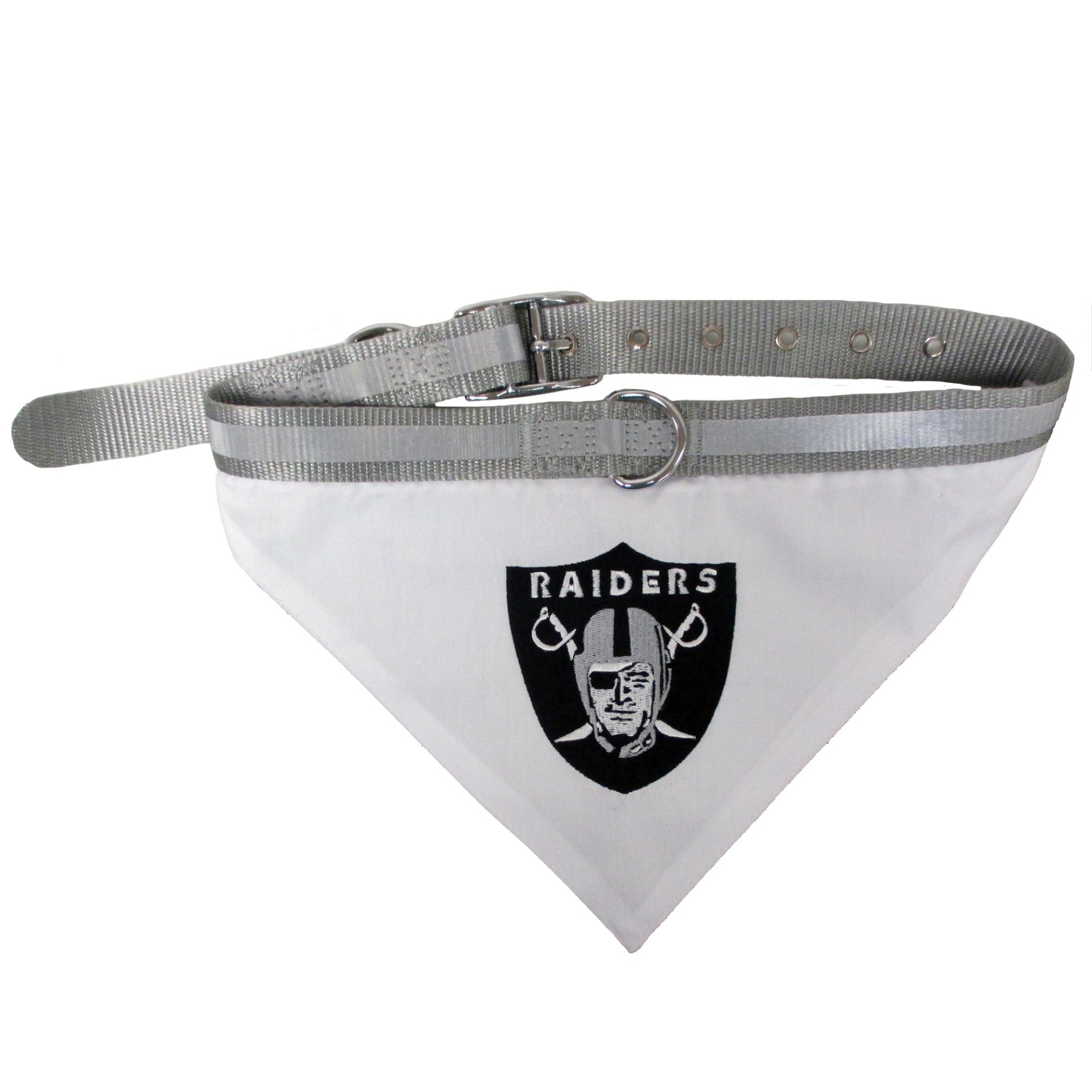 slide 1 of 1, Pets First Oakland Raiders Collar Bandana, MED