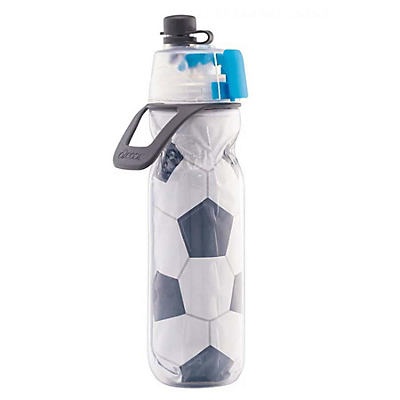 slide 1 of 1, O2Cool Soccer Elite Mist N' Sip Water Bottle, 20 oz
