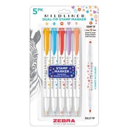 Zebra Midliner Dual-Tip Stamp Marker 5 ct