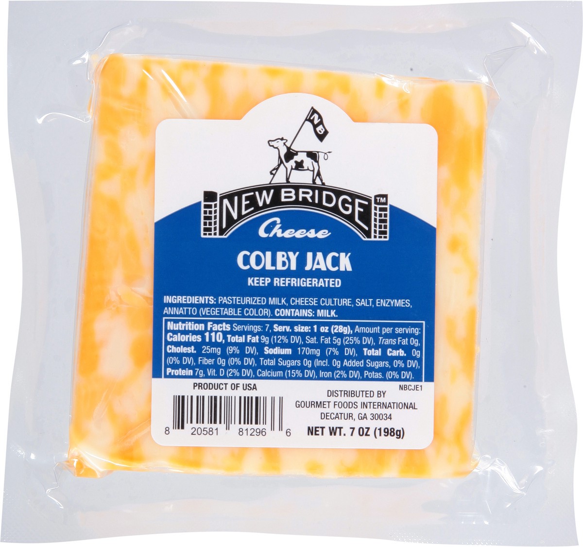slide 7 of 10, New Bridge Cheese, Colby Jack, 7 oz