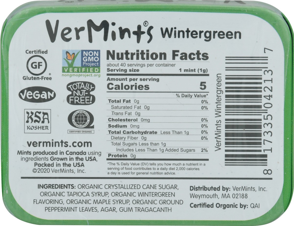 slide 4 of 13, VerMints Organic Wintergreen Mints 1.41 oz, 1.41 oz