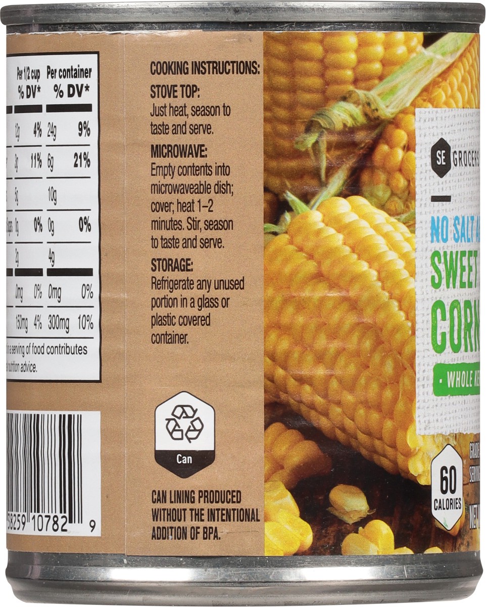 slide 2 of 11, SE Grocers Corn Whole Kernel No Salt Added, 8 oz