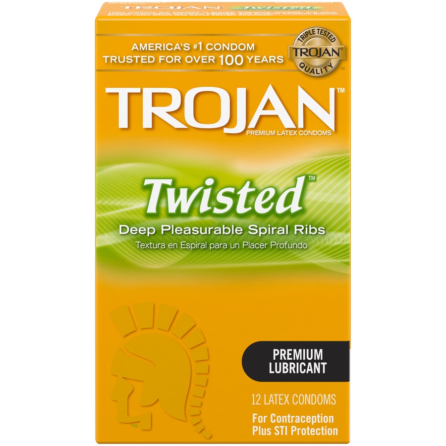 slide 1 of 4, Trojan Condoms, Premium Latex, Premium Lubricant, 12 ct