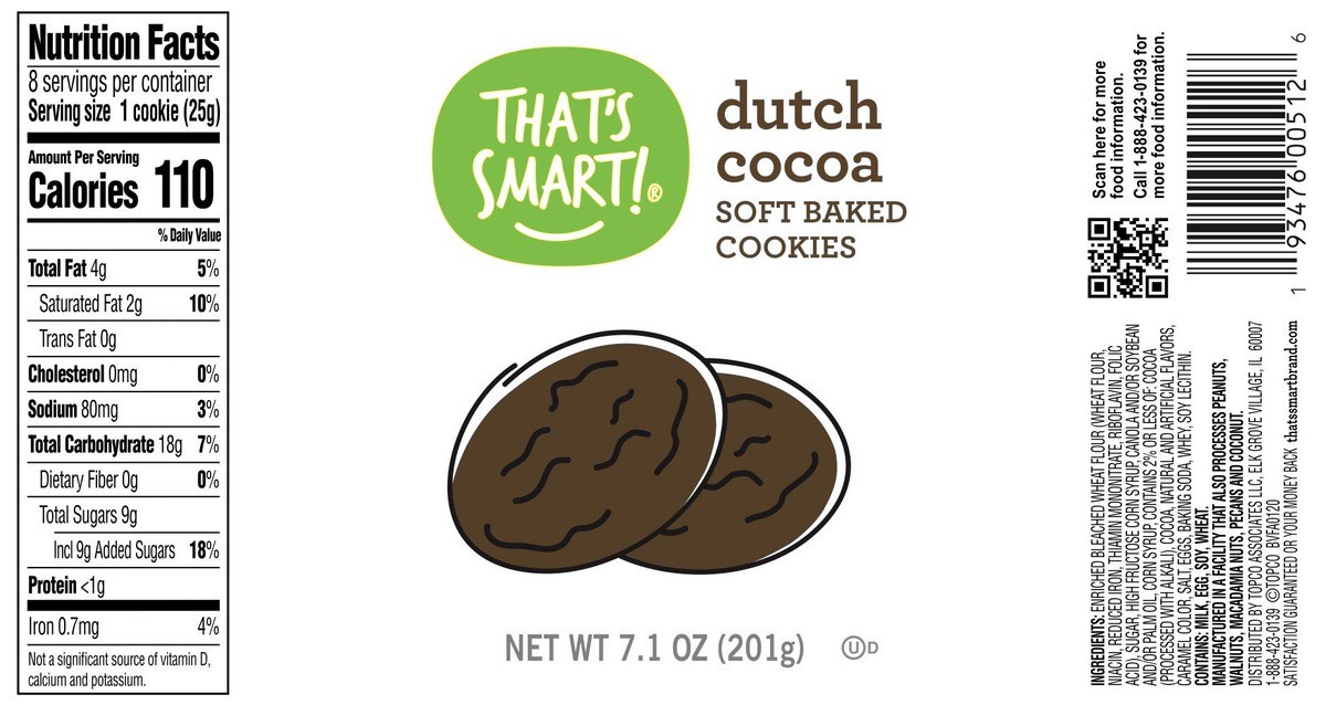 slide 9 of 14, That's Smart! Dutch Cocoa Soft Baked Cookies, 7.1 oz