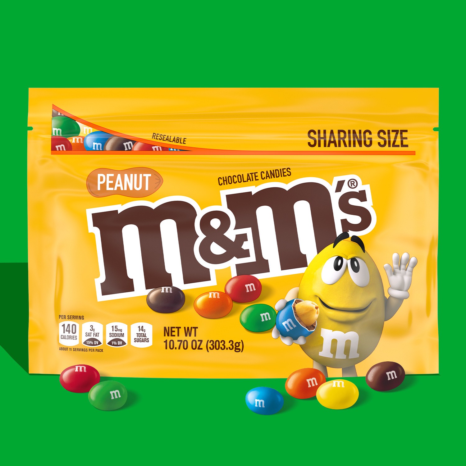 slide 5 of 8, M&M's Peanut Milk Chocolate Candy, Sharing Size, 10.7 oz Bag, 10.7 oz