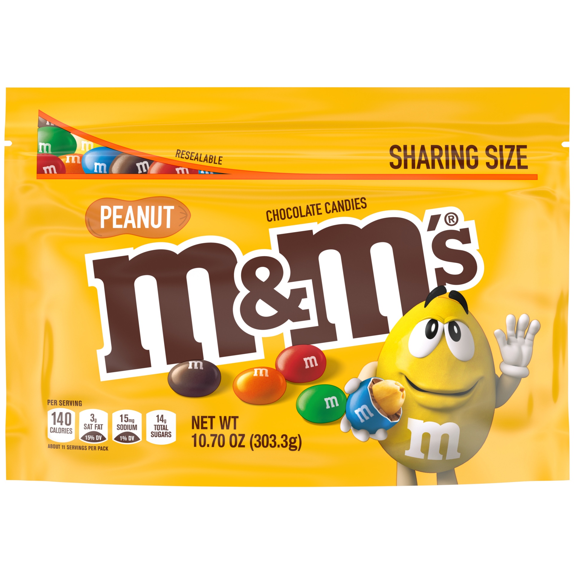slide 1 of 5, M&M's Peanut Milk Chocolate Candy, Sharing Size, 10.7 oz