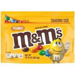M&M's Peanut Milk Chocolate Candy, Sharing Size, 10.7 oz Bag