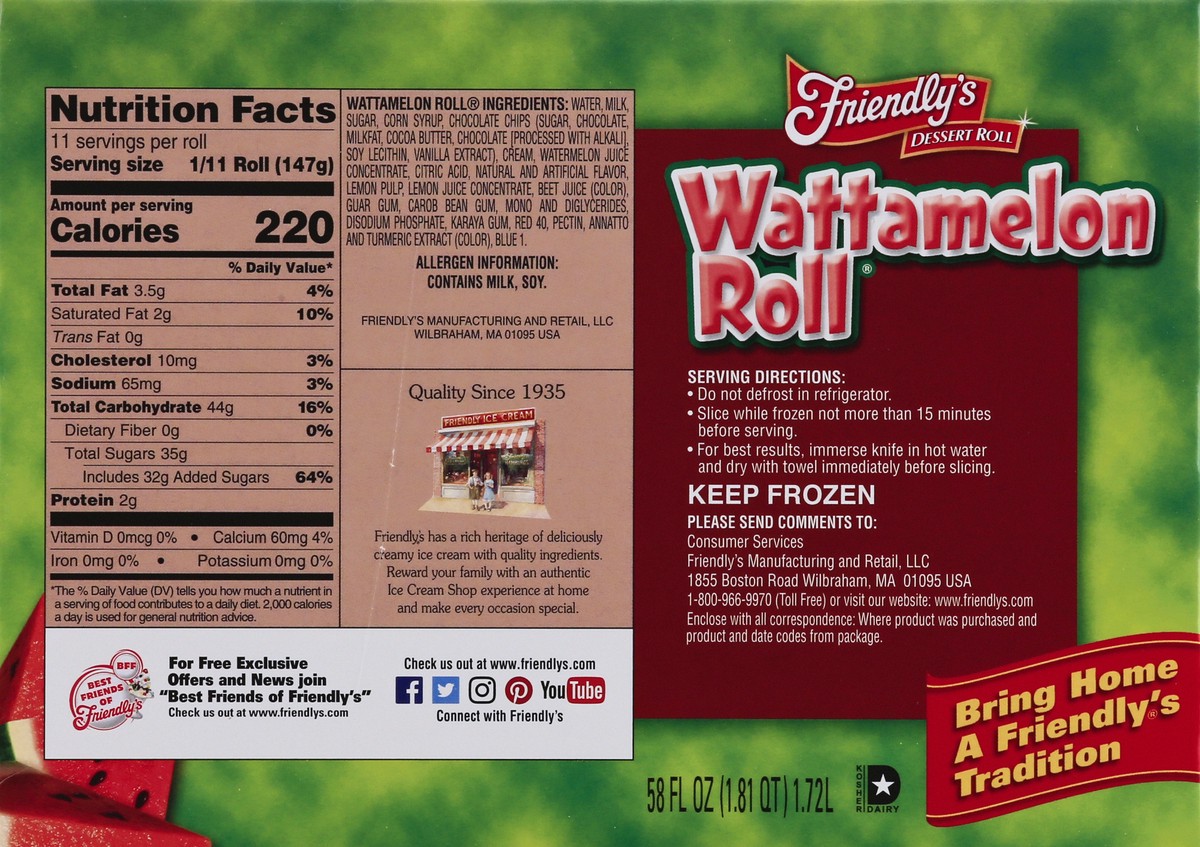 slide 4 of 14, Friendly's Dessert Roll Wattamelon Roll Sherbet Roll 58 fl oz, 58 fl oz