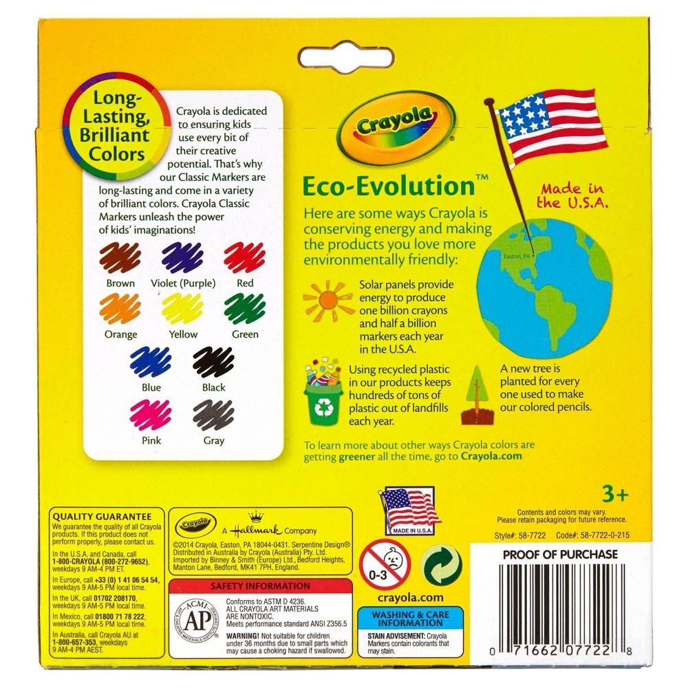 slide 2 of 3, Crayola Markers Broad Line Classic, 10 ct