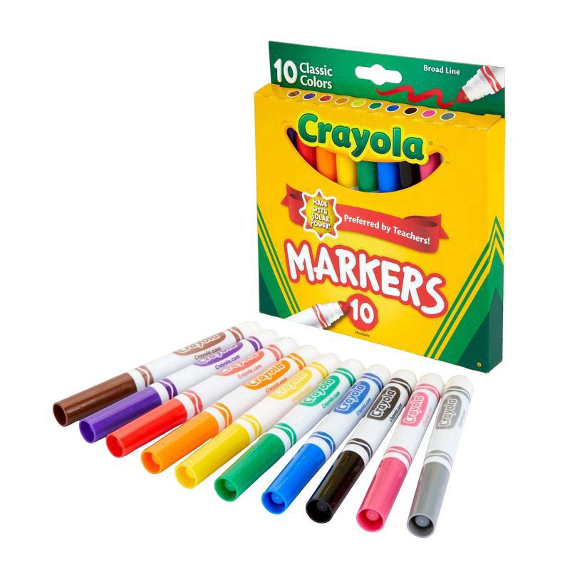slide 3 of 5, Crayola Broad Line Classic Colors Nontoxic Markers 10 ea, 10 ct