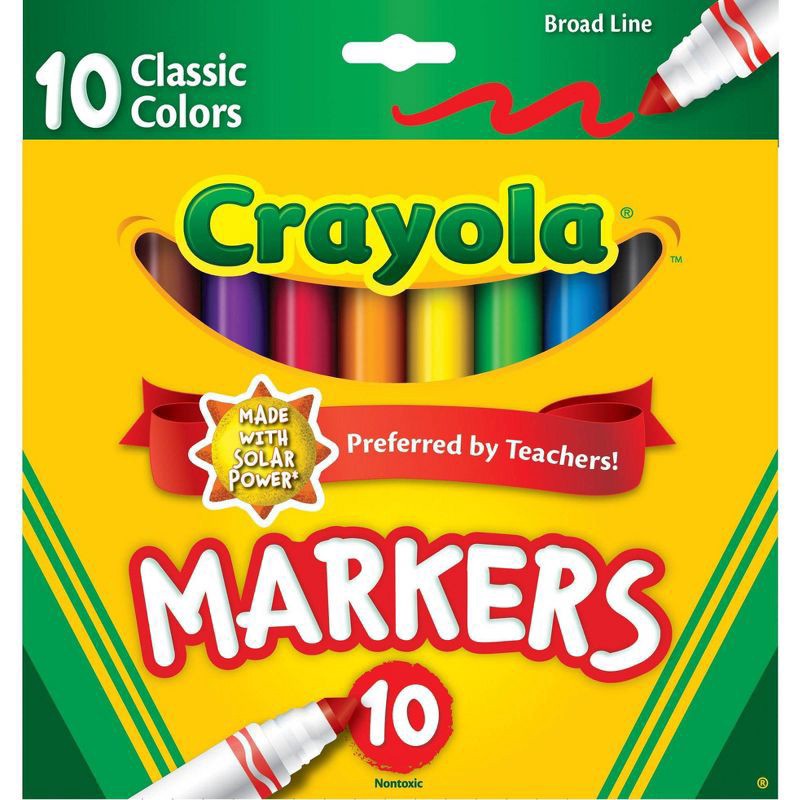 slide 1 of 5, Crayola Broad Line Classic Colors Nontoxic Markers 10 ea, 10 ct