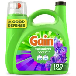 Gain Liquid Laundry Detergent, Odor Defense Moonlight Breeze, 100 Loads