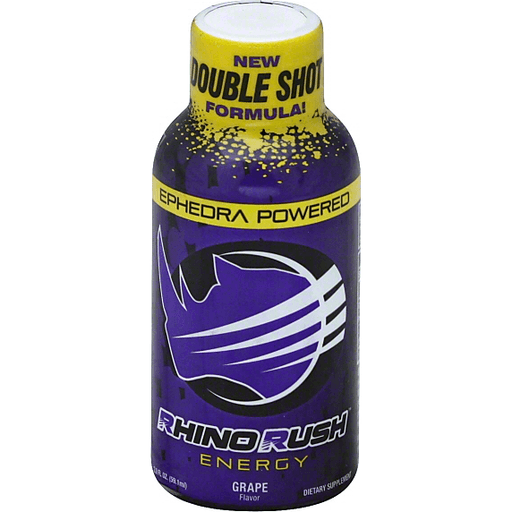 slide 1 of 1, Rhino Rush Energy Shot, Grape Flavor, Double Shot, 2 fl oz