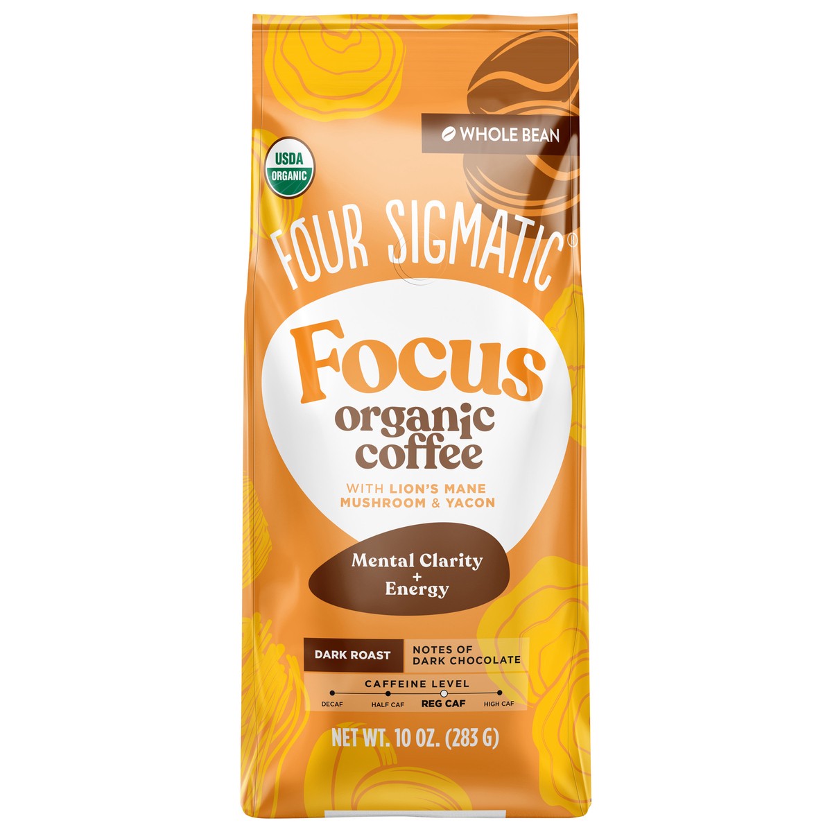 slide 1 of 11, Four Sigmatic Focus Organic Whole Bean Dark Roast Coffee, 10 oz