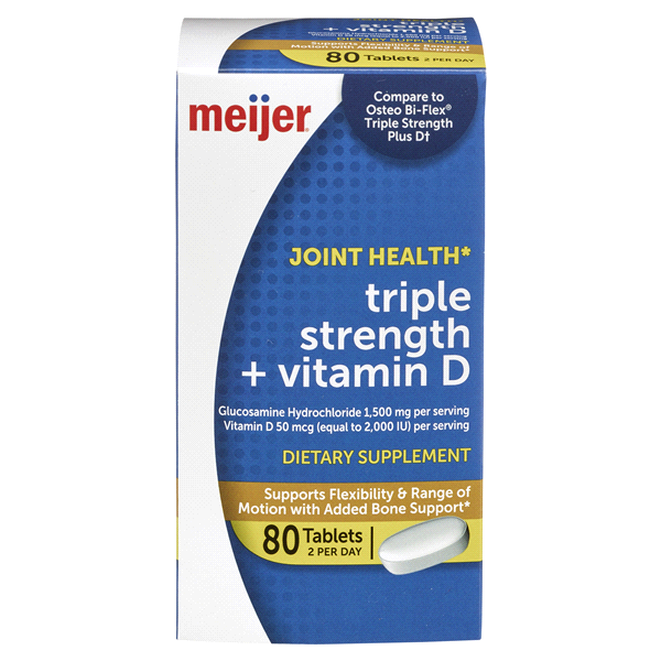 slide 1 of 1, Meijer Glucosamine Chondroitin Triple Strength + Vitamin D, 80 ct