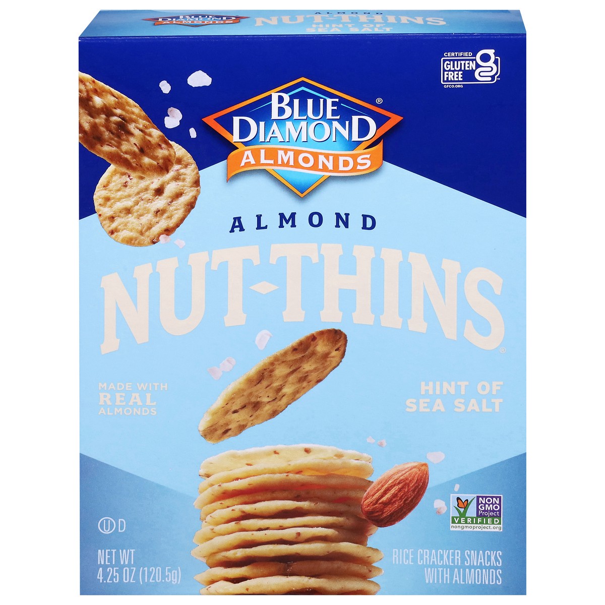 slide 1 of 13, Blue Diamond Nut-Thins Crackers, Hint of Sea Salt, 4.25 oz, 4.25 oz