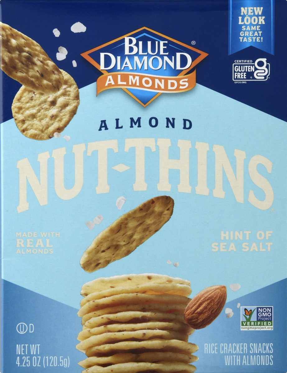 slide 11 of 13, Blue Diamond Nut Thins Crackers, Hint of Sea Salt, 4.25oz Box, 4.25 oz